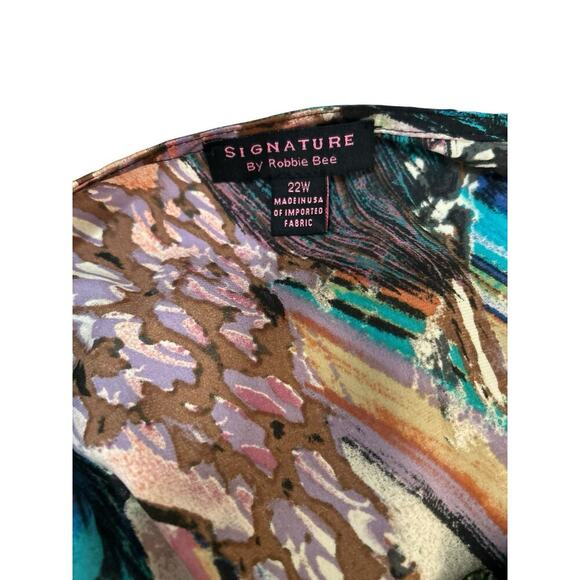 Signature by Robbie Bee Peacock Print Midi Dress Pockets 22W Tropical Colorful - Picture 3 of 8